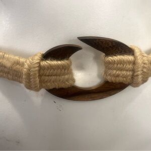 Bari Products Vintage Natural Rope Belt with Wooden Buckle